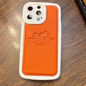 Hermes Dual-Tone Orange and White Phone Case